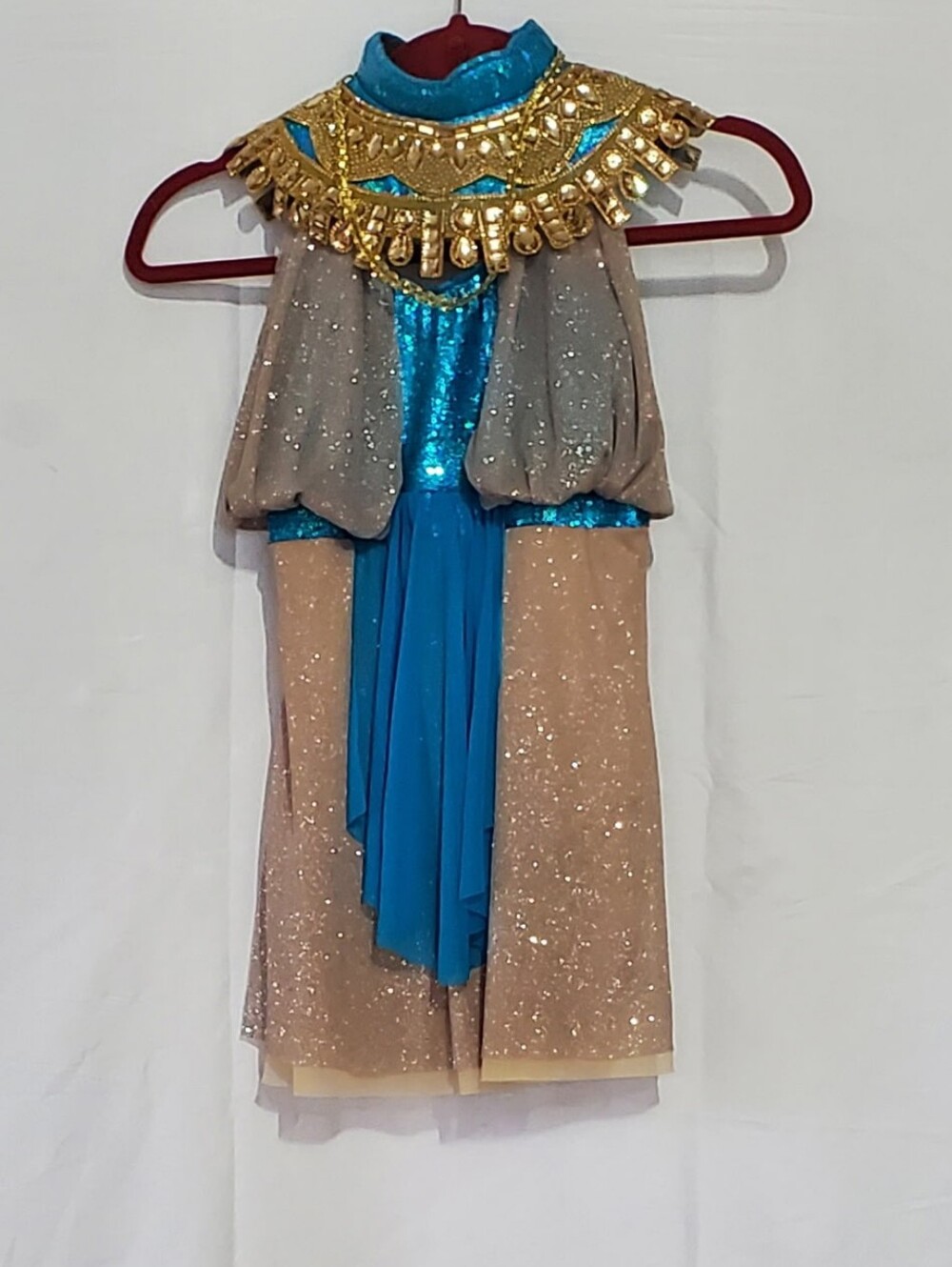 Sparkling Blue and Tan Egyptian-Inspired Kids Dance Costume ART STONE